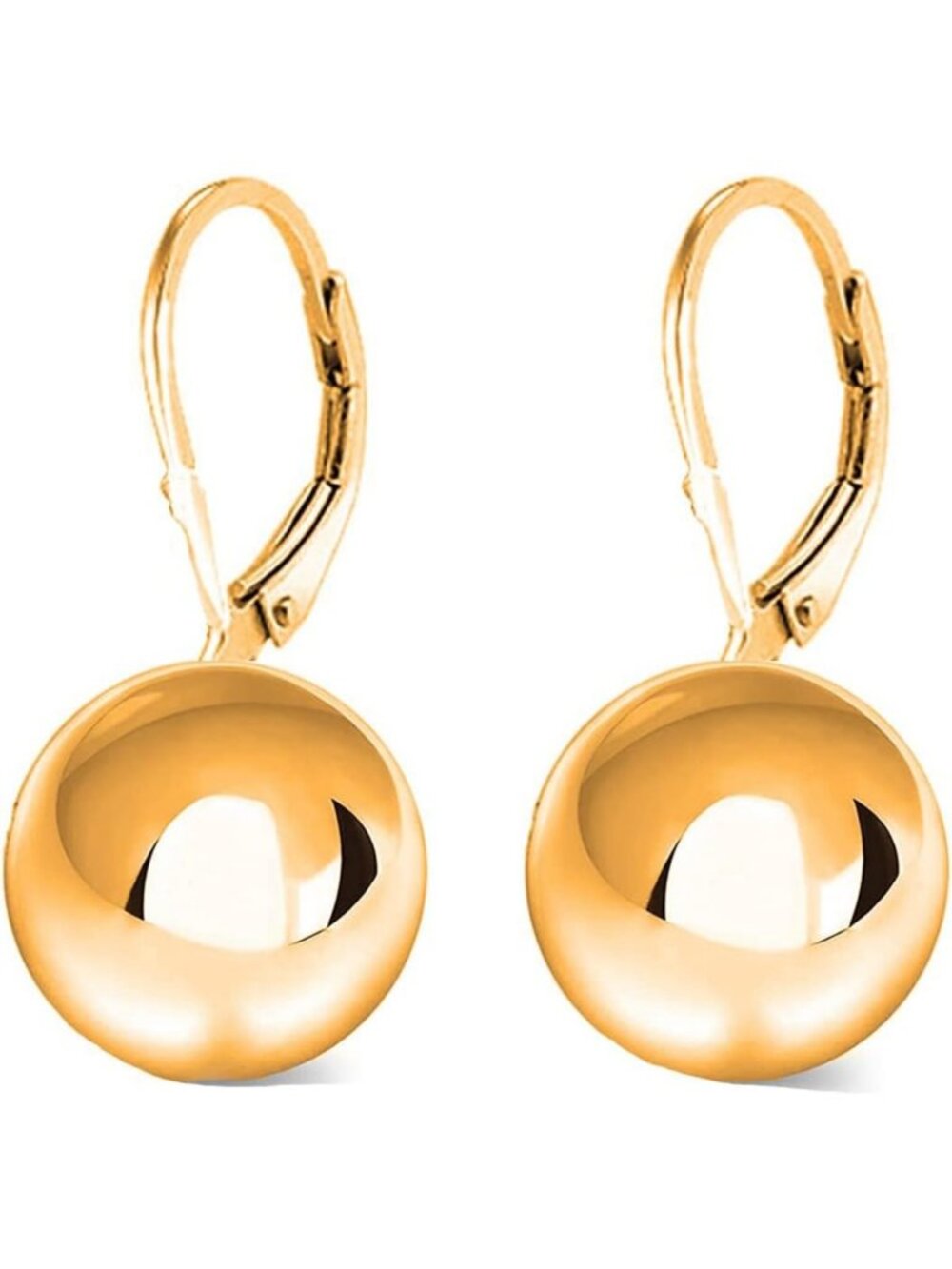 Classic 925 Sterling Silver Leverback Drop Earrings - 18K Gold Plated Beads
